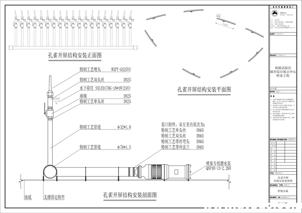 孔雀开屏喷泉CAD系统图