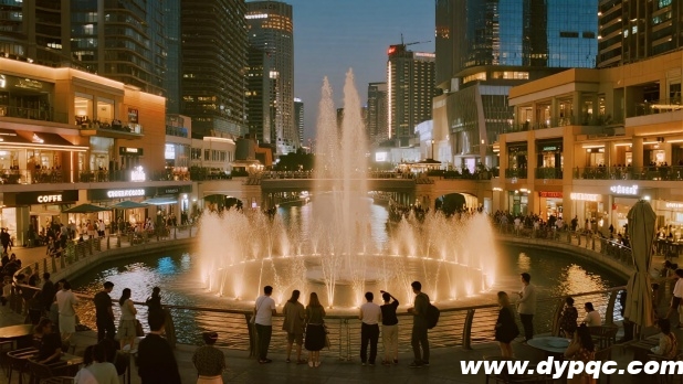 城市商业广场音乐喷泉周边火爆场景