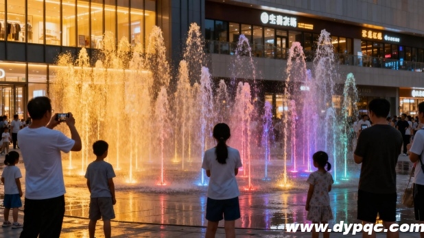 购物中心旱喷广场吸引顾客驻足