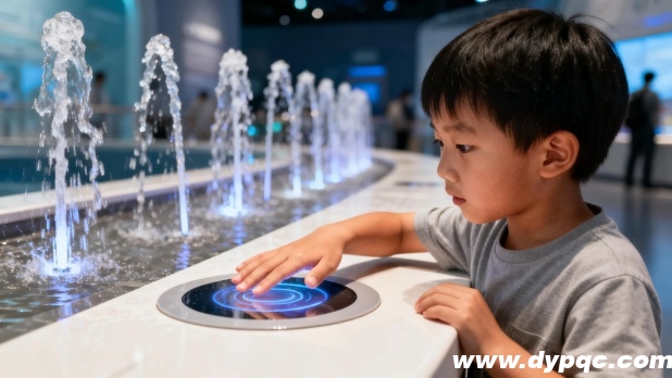 科技馆的感应喷泉激发孩童探索兴趣