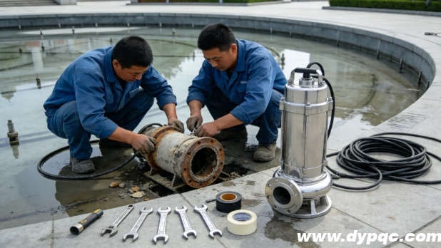 喷泉水泵更换现场